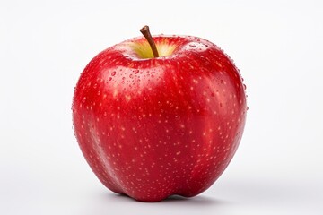Tempting and refreshing red apple with a vibrant hue, isolated on a crisp and pure white background - obrazy, fototapety, plakaty