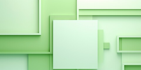 Minimal geometric shapes and lines in paper texture background, light pastel green color abstract background.