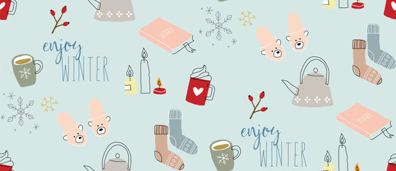 Seamless winter cozy pattern