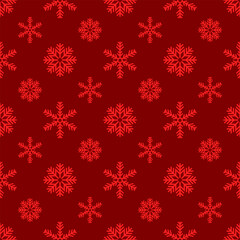 Naklejka na ściany i meble Snowflakes seamless pattern red background.
