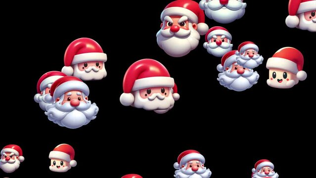 Santa Claus heads falling background effect, Christmas celebration background  