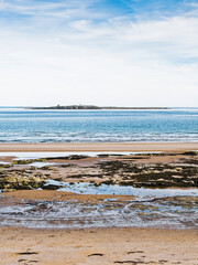coquet Island from the beach in Northumberland, UK