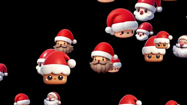Santa Claus heads falling background , Christmas celebration background video