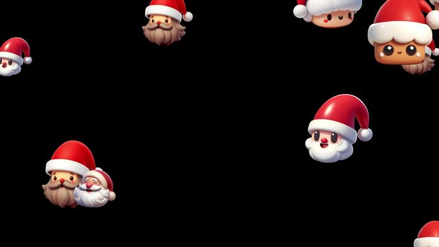 Santa Claus heads animation , Santa Claus moving from bottom to upward direction , Christmas celebration background