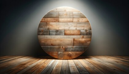 Wooden Circle Backdrop with Spotlight