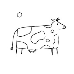 Isolated Cow on White Background