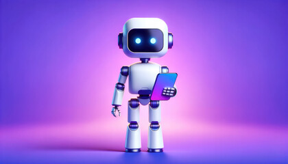 Futuristic Robot with Smartphone