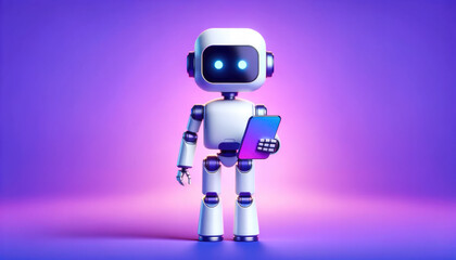 Fototapeta premium Futuristic Robot with Smartphone