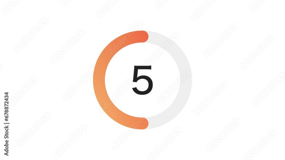 Poster 10 seconds simple orange gradient circle countdown on white background. rounded lines, shapes, fresh