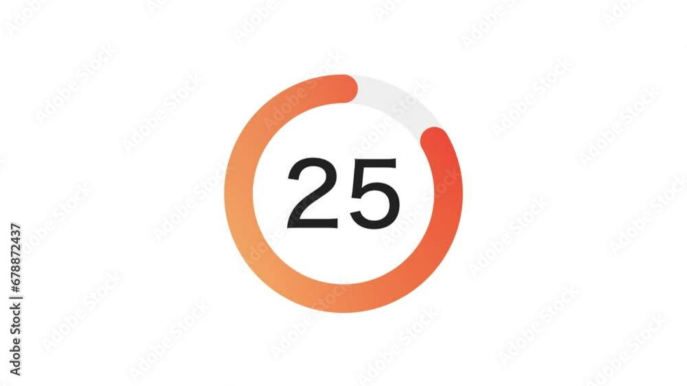 Poster 30 seconds simple orange gradient circle countdown on white background. rounded lines, shapes, fresh