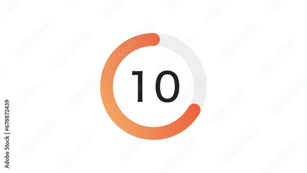 Poster 15 seconds simple orange gradient circle countdown on white background. rounded lines, shapes, fresh