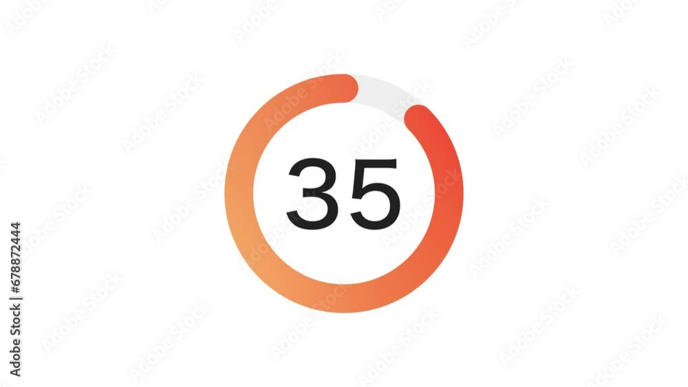 Poster 40 seconds simple orange gradient circle countdown on white background. rounded lines, shapes, fresh