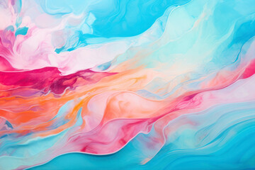 Fluid abstract background, pink, violet and blue colors, liquid surface, waves, digital marbling,...