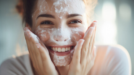 Fototapeta premium woman applying cream