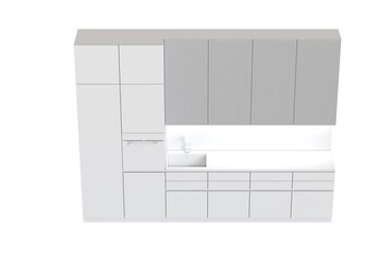 Kitchen furniture isolated on a white background, 3d illustration, cg render
