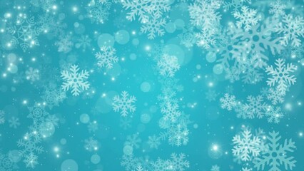 Looped animated blue Christmas abstract background of falling snowflake shapes - Powered by Adobe