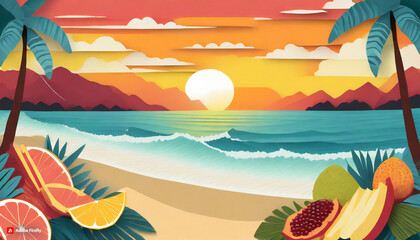 Fototapeta na wymiar fruit on the beach of Hawaii 