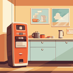 kitchen interior with a retro style coffee machine