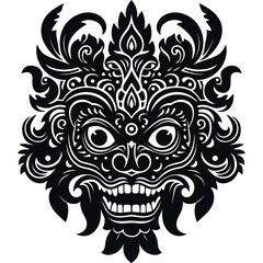 traditional balinese mask black vector logo