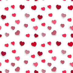 Seamless pattern with hearts, flat style