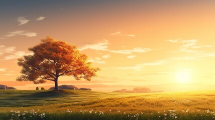 Bright and Colorful Spring Landscape with Trees