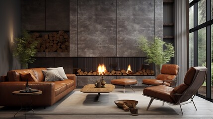 Brown Leather Chairs and Grey Sofa: Room Decor Ideas