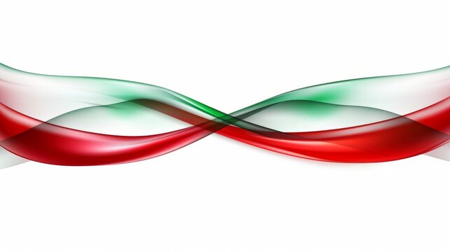 Abstract background of green and red waves on white background.