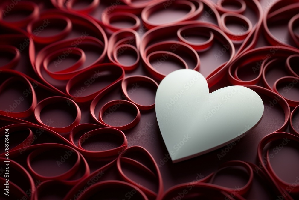 Aufkleber heart on an abstract pattern, background. valentine's day concept. backdrop with copy space for an i