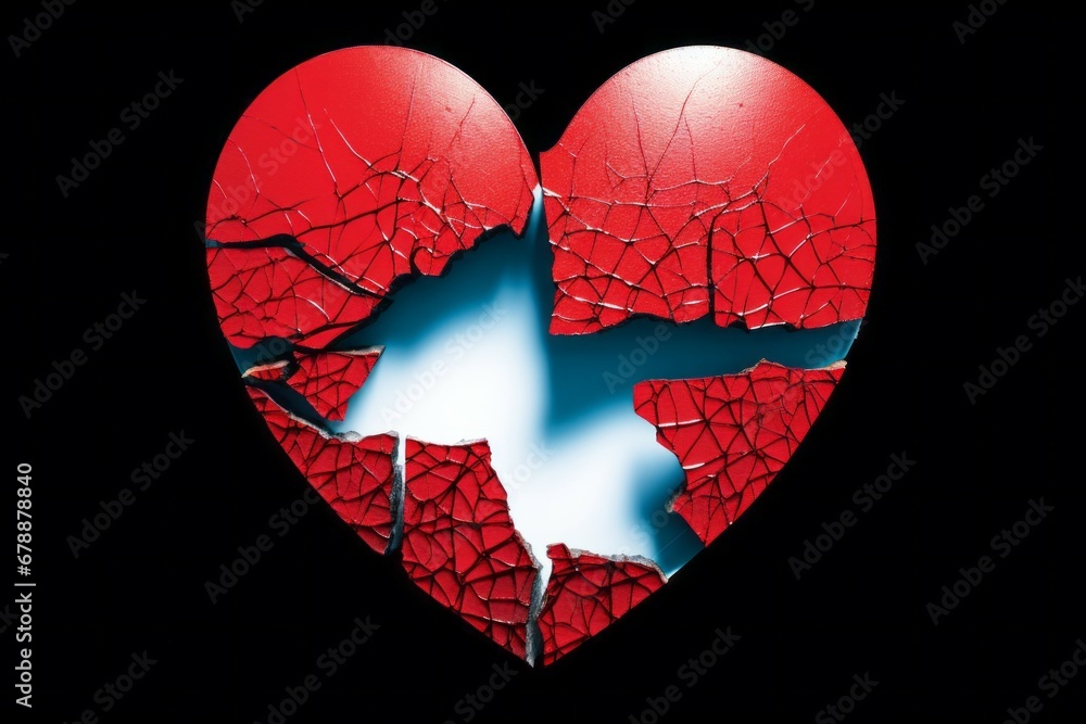 Poster abstraction on the theme of a broken heart. background with selective focus and copy space for text