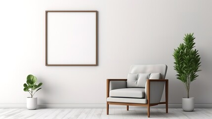 Gray Armchair Against White Wall
