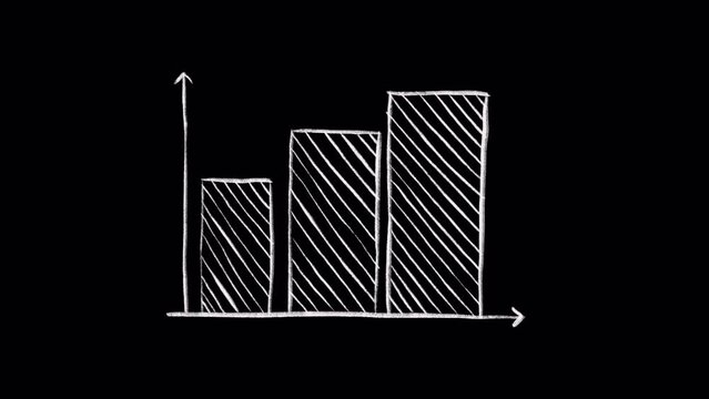 Hand drawn animated doodle of a statistic graph. Video clip with alpha channel.