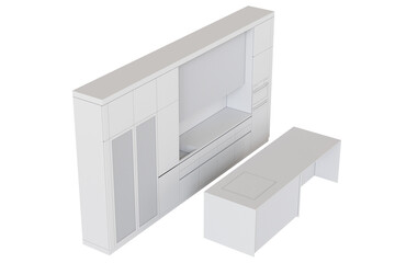 Kitchen furniture isolated on transparent background, 3d illustration, cg render