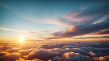 Fototapeta na wymiar Beautiful sunset sky above clouds