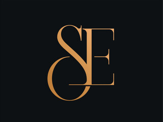 Modern professional monogram in the shape of the SE