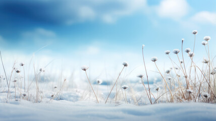 Bokeh Style: Snowy Field and Delicate Flowers