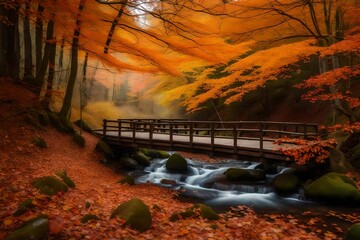autumn in the forest generated by AI technology	