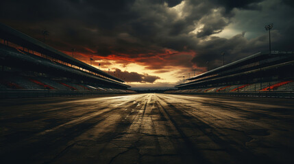 Foreboding clouds loom over the hushed raceway