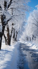 tranquil winter forest with trees laden with fresh uhd wallpaper