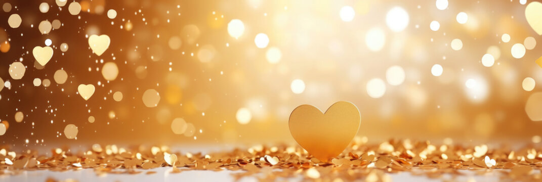 heart shaped golden confetti background