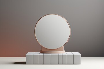 abstract minimal mockup with a geometric mirror and gradient background