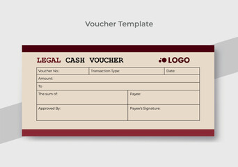 Vector illustration, cash voucher template with clean and modern pattern.