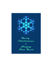 poster oder grußkarte zu Mary Christmas und Happy New Year, winterliches abstraktes design, schneeflocke und schriftzug