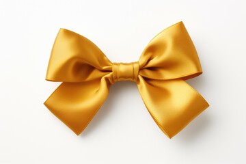 shiny golden bow isolated on a plain white background