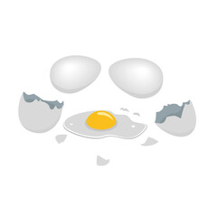 set character cute Eggs.cartoon vector.boiled egg, fried egg, crack an egg - 678884870