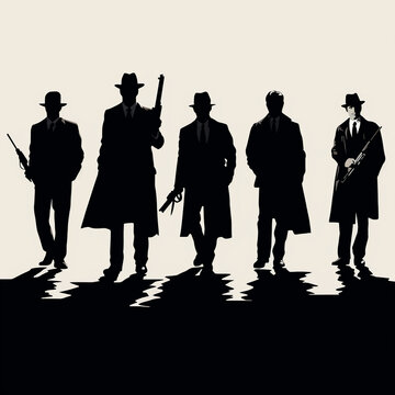 Mafia silhouettes with Thomson machine guns
created using generative Ai tools