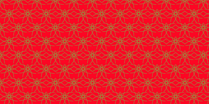 Red Asia Pattern. East Oriental Pattern Texture. Korean Asian Gold Element. Red Yellow Japanese Design. Red Chinese Gold Background. China Vector Chinese Background. New Year Japanese Japan Pattern.