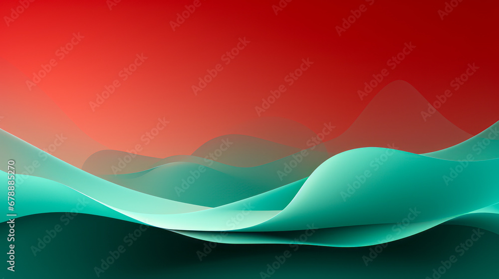 Poster minimalist artistry: sharp red detail on a green background emphasizing negative space