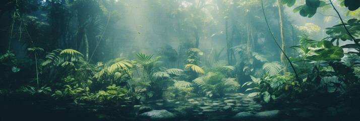 Fototapeta na wymiar A breathtaking backdrop of a jungle teeming with lush greenery