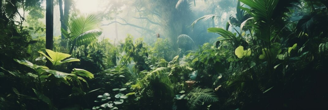 Fototapeta A breathtaking backdrop of a jungle teeming with lush greenery