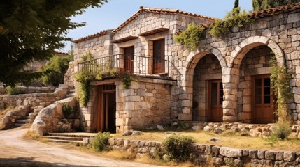 Fototapeta premium agean old stone houses uhd wallpaper